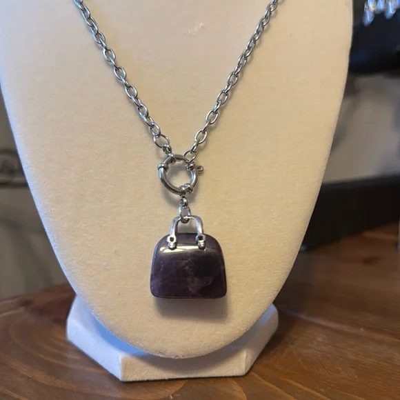 Carabiner Amethyst Crystal Necklace - Picture 4 of 4